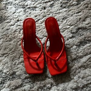Orange Heeled Sandals